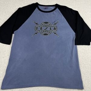 Tesla Shirt XL Signed Frank Hannon Forever More Tour 2009 Raglan Rock Band Tee